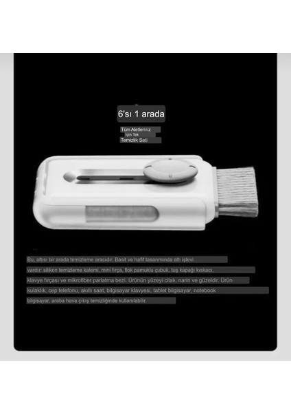 6 In 1 Bilgisayar Laptop, Tablet, Klavye, Kulaklık Airpods Çok Işlevli Temizleme Seti Office