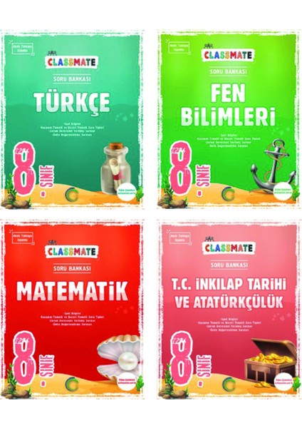8.Sınıf Güçlendiren Kazanım Denemesi + Okyanus 8.Sınıf Classmate Soru Bankası Türkçe + Matematik + Fen Bilimleri + Inkılap Tarihi Seti