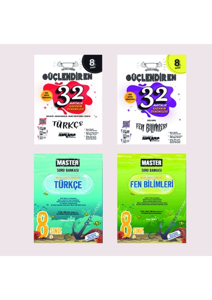 8.Sınıf Güçlendiren Kazanım Denemesi + Okyanus 8.Sınıf Master Soru Bankası Türkçe + Fen Bilimleri Seti