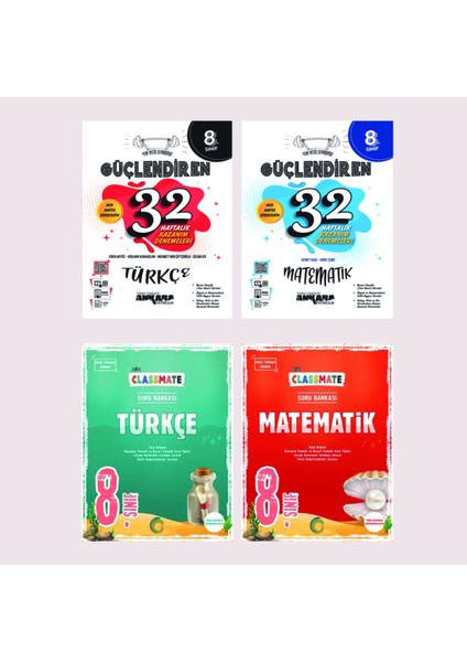 8.Sınıf Güçlendiren Kazanım Denemesi + Okyanus 8.Sınıf Classmate Soru Bankası Türkçe + Matematik Seti