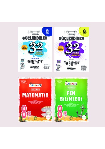 8.Sınıf Güçlendiren Kazanım Denemesi + Okyanus 8.Sınıf Classmate Soru Bankası Matematik + Fen Bilimleri Seti