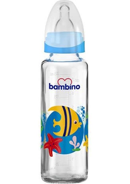 Cam Biberon 225ML 0+ Ay - Mavi - Kuş Desenli
