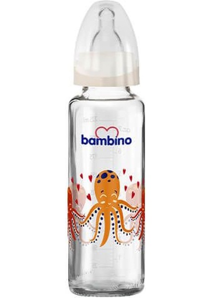 Cam Biberon 225ML 0+ Ay - Krem -Sarı Ahtapot