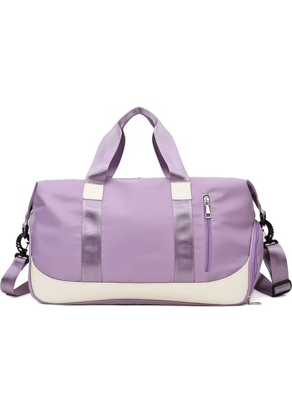 Spor Fitness Çantası Kadın Yoga Çantası Kuru ve Islak Ayırma Kontrast Renkli Tek Omuzdan Askili Çanta Kısa Mesafe Taşınabilir Seyahat Çantası (Yurt Dışından)