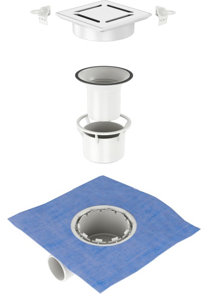 - 10 x 10 cm Yer Süzgeci - Yalıtım Etekli - Yan. 50 mm çıkışlı - Nova Kapak Modeli - Kokusuz