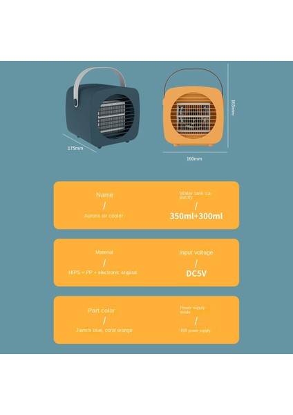 350 ml + 300 ml Masaüstü Hava Soğutucu Ev Yurdu Klima USB Soğutma Nemlendirme Sprey Hava Soğutucu-B (Yurt Dışından)