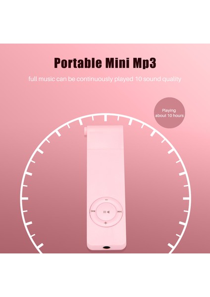 Taşınabilir USB Spor U Disk Mini Mp3 Müzik Çalar Desteği 32GB Tf Kart (Pembe) (Yurt Dışından)
