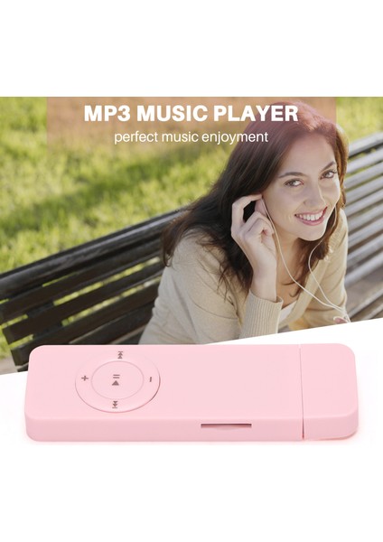 Taşınabilir USB Spor U Disk Mini Mp3 Müzik Çalar Desteği 32GB Tf Kart (Pembe) (Yurt Dışından)