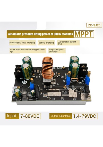 -SJ20 300W 20A Solar Şarj Için Otomatik Gerilim Yükselişi Düşüş Güçleri Modülü Mppt Modülü DC1.4-79V (Ekransız) (Yurt Dışından)