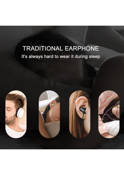 Kemik Iletimli Müzik Kutusu Taşınabilir Çocuklar Mp3 Kablosuz Bluetooth 5.0 Stereo Bas Hoparlör Yastık Altında Uykuyu Geliştirin (Beyaz) (Yurt Dışından)