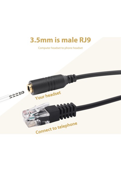 2 Adet 3.5mm Stereo Ses Kulaklık Jack Dişi Erkek Rj9 Fiş Adaptörü Dönüştürücü Kablo Kablosu (Yurt Dışından)