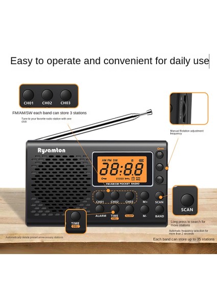 Tam Bant Fm Am Sw Taşınabilir Radyo Stereo Dijital Ekran Çift Manuel Fm Radyo (Yurt Dışından)