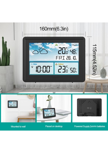 Kablosuz Dijital Hava Istasyonu Renkli LCD Ekran Termometre Higrometre Tahmin Sensörü Donma Noktası Takvimi (B) Ab Tak (Yurt Dışından) fırsatları