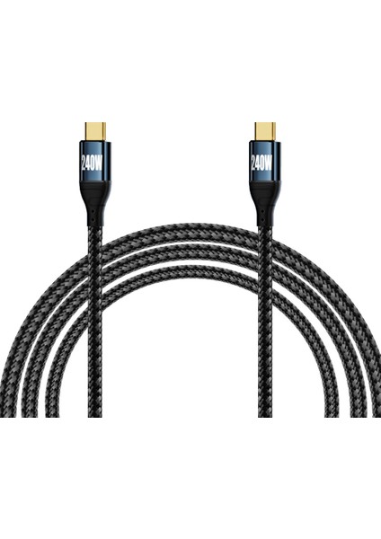 Pd3.1 240W Tip C Hızlı Şarj Kablosu Usb-C Tip-C 2.0 Gen 2 5A Dizüstü Cep Telefonu Süper Hızlı Şarj Kablosu (1m) (Yurt Dışından)