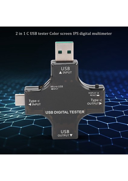 USB C Test Cihazı, 2'si 1 Arada Tip C USB Test Cihazı Renkli Ekran IPS Dijital Multimetre, Gerilim, Akım, Güç, Direnç, Sıcaklık, Klipsli Kablo Desteği Pd2.0/pd3.0,qc2.0 (Yurt Dışından) fiyatları