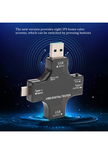USB C Test Cihazı, 2'si 1 Arada Tip C USB Test Cihazı Renkli Ekran IPS Dijital Multimetre, Gerilim, Akım, Güç, Direnç, Sıcaklık, Klipsli Kablo Desteği Pd2.0/pd3.0,qc2.0 (Yurt Dışından) indirimleri