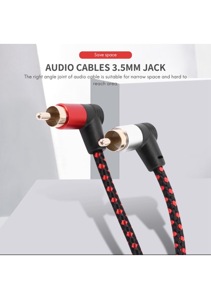 90 Derece 3.5mm Erkek 2 Rca Erkek Kablo Sağ Açı Stereo Aux Y Splitter Kablosu Mikrofon Jakı Fişi Dizüstü Bilgisayar Için 1 M (Yurt Dışından)