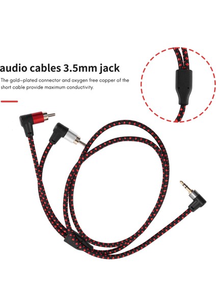 90 Derece 3.5mm Erkek 2 Rca Erkek Kablo Sağ Açı Stereo Aux Y Splitter Kablosu Mikrofon Jakı Fişi Dizüstü Bilgisayar Için 1 M (Yurt Dışından)