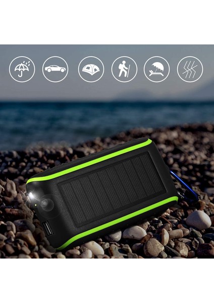 Solar Şarj Cihazı, 8000MAH Taşınabilir El Kranklı Telefon Şarj Cihazı 2 USB Bağlantı Noktası LED El Feneri ile Güneş Enerjisi Bankası, Karabina (Yurt Dışından) modelleri
