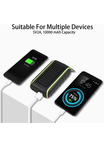 Solar Şarj Cihazı, 8000MAH Taşınabilir El Kranklı Telefon Şarj Cihazı 2 USB Bağlantı Noktası LED El Feneri ile Güneş Enerjisi Bankası, Karabina (Yurt Dışından) fırsatları