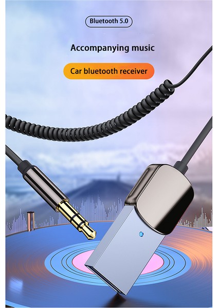 Bluetooth Aux Adaptörü USB 3.5mm Ses Aux Adaptörü Araba Bluetooth Alıcısı Bluetooth 5.0 Hd Çağrı Aux Adaptörü (Yurt Dışından)