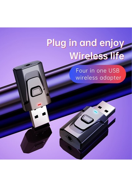 4 In 1 USB Bluetooth Verici Alıcı Mic ile Handsfree Arama 3.5mm Aux Rca Stereo Kablosuz Ses Adaptörü (Yurt Dışından)