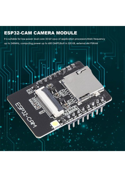 ESP32-CAM Wifi+Bt Kamera Modülü Geliştirme Kartı ESP32, Kamera Modülü ile OV2640 OV7670 (Yurt Dışından)