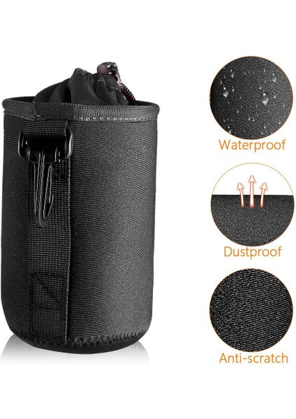 4pcs Kamera Kılıfı Lens Kılıfı Seti Lens Kılıfı Küçük Orta ve Ekstra Dslr Kamera Lens Çantası Kılıfı Darbeye Dayanıklı (Yurt Dışından)