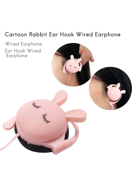 Karikatür Tavşan Kulak Kancası Kablolu Kulaklık Spor Koşu Stereo Kulaklıklar Çocuk Kız Kulaklık Cep Telefonu Için (Yurt Dışından) fiyatları