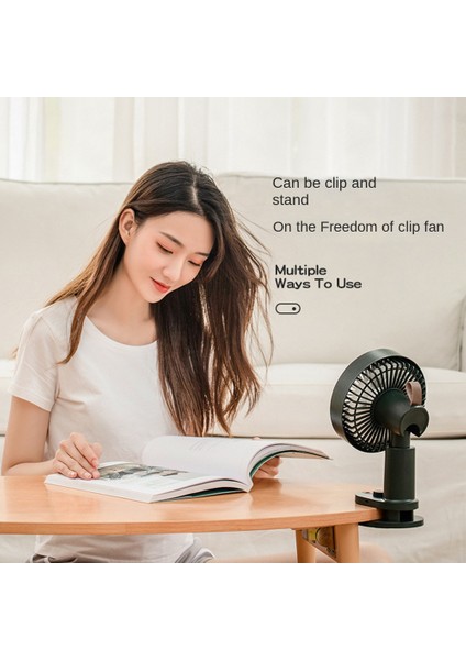 Masaüstü Küçük Fan Taşınabilir Öğrenci Yurdu Şarj Klip Tipi Uzaktan Kumanda ile Sallayarak Kafa Elektrikli Fan-Siyah (Yurt Dışından)