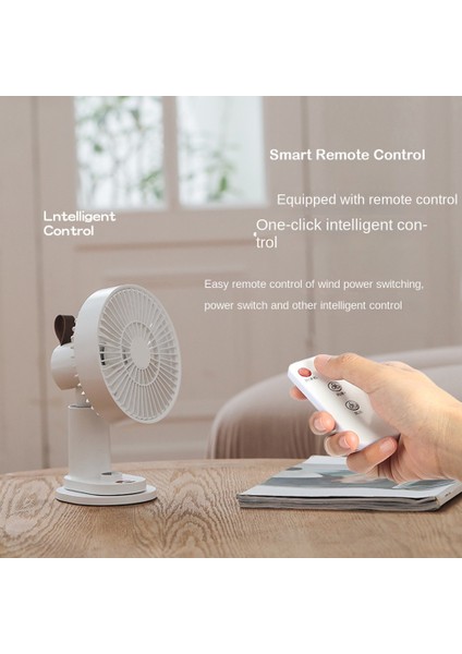 Masaüstü Küçük Fan Taşınabilir Öğrenci Yurdu Şarj Klip Tipi Uzaktan Kumanda ile Sallayarak Kafa Elektrikli Fan-Siyah (Yurt Dışından)