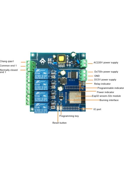 Ac 220V/DC 5-30V Güç Kaynağı ESP32 Wıfı Bluetooth Dört Yönlü Röle Modülü ESP32-WROOM Geliştirme Kurulu 1/o Bağlantı Noktası (Yurt Dışından)