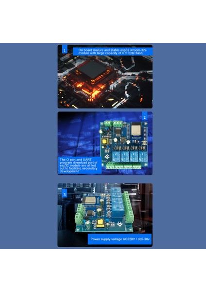 Ac 220V/DC 5-30V Güç Kaynağı ESP32 Wıfı Bluetooth Dört Yönlü Röle Modülü ESP32-WROOM Geliştirme Kurulu 1/o Bağlantı Noktası (Yurt Dışından)