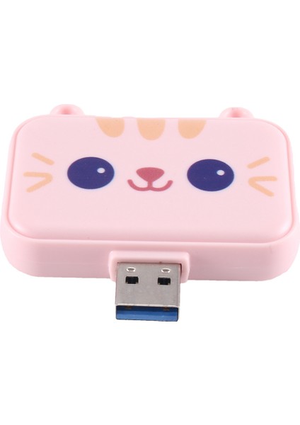 Sevimli USB Hub Tip C - Uyumlu Usb3.0 Pd 60W Şarj Aleti Akıllı Telefonlar Için Çoklu Splitter Adaptör Dock'u (Pembe 3A) (Yurt Dışından)