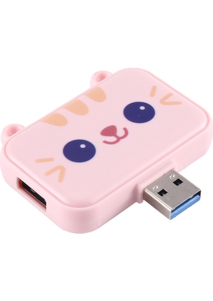 Sevimli USB Hub Tip C - Uyumlu Usb3.0 Pd 60W Şarj Aleti Akıllı Telefonlar Için Çoklu Splitter Adaptör Dock'u (Pembe 3A) (Yurt Dışından)