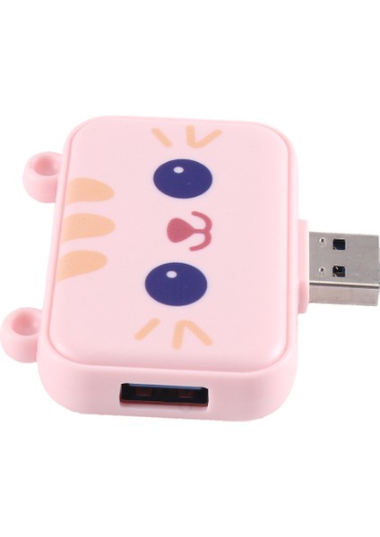 Sevimli USB Hub Tip C - Uyumlu Usb3.0 Pd 60W Şarj Aleti Akıllı Telefonlar Için Çoklu Splitter Adaptör Dock'u (Pembe 3A) (Yurt Dışından)
