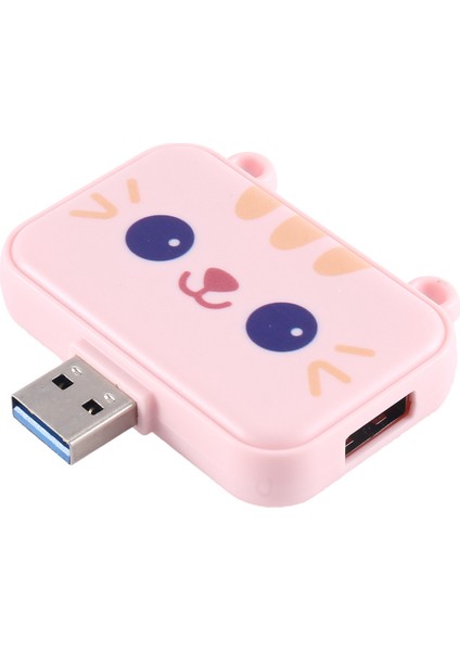 Sevimli USB Hub Tip C - Uyumlu Usb3.0 Pd 60W Şarj Aleti Akıllı Telefonlar Için Çoklu Splitter Adaptör Dock'u (Pembe 3A) (Yurt Dışından)