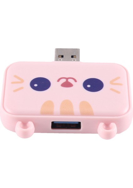 Sevimli USB Hub Tip C - Uyumlu Usb3.0 Pd 60W Şarj Aleti Akıllı Telefonlar Için Çoklu Splitter Adaptör Dock'u (Pembe 3A) (Yurt Dışından)