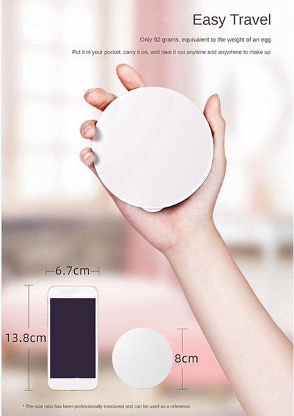 Kozmetik LED Dolum Aynası Uygun Kompakt Paslanmaz Çelik Cep Vanity 2 Taraflı Taşınabilir Katlanır Ayna, Beyaz (Yurt Dışından)