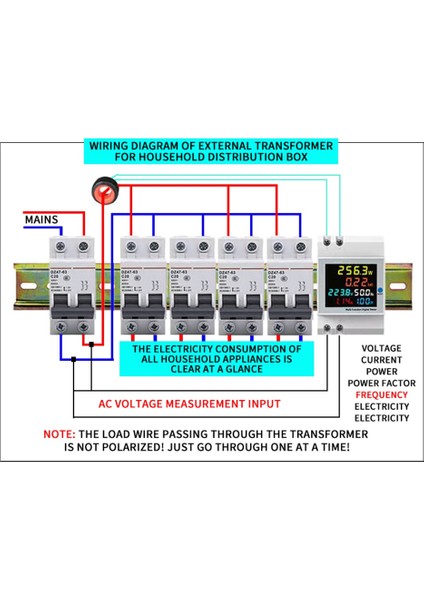 Din Raylı Dijital Elektrik Ölçer AC40-300V 100A Voltmetre Akım Güç Ölçer Kwh Elektrik Enerjisi Frekans Ölçer (Yurt Dışından)