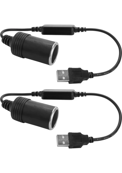 USB A Erkek - 12V Araç Çakmak Soketi Dişi Dönüştürücü Kablosu 2'li Paket (Yurt Dışından)