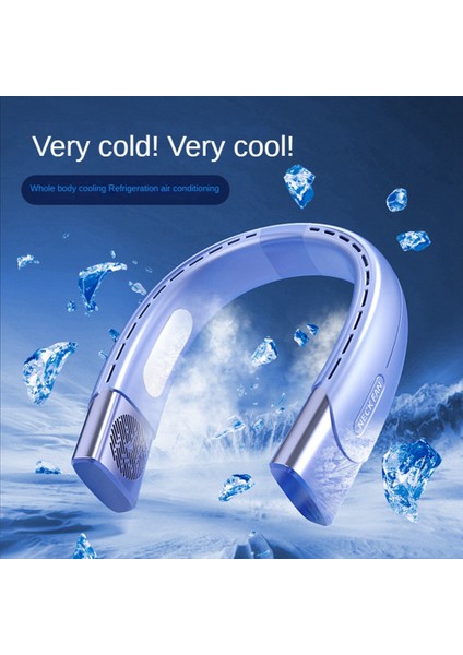 Boyun Fanı Elektrikli Kablosuz Fan USB Şarj Edilebilir Mini Ventilador Soğutma Bladeless Dilsiz Boyun Bandı Fanı, Kraliyet Mavi (Yurt Dışından)