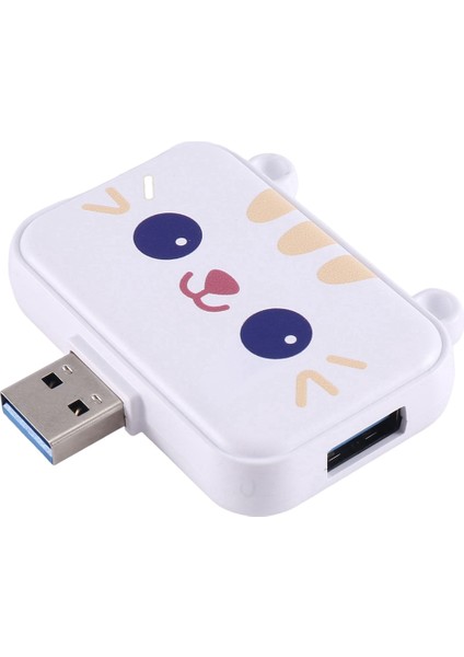 Şirin USB Hub Tip C - Uyumlu Usb3.0 Pd 60W Şarj Aleti Akıllı Telefonlar Için Çoklu Splitter Adaptör Dock'u (Beyaz 3A) (Yurt Dışından)