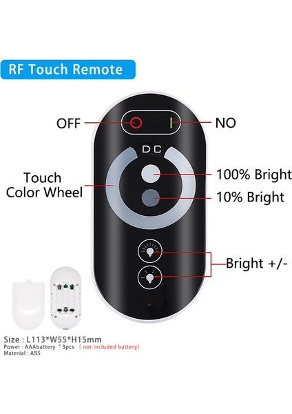 18A LED Tek Renkli Denetleyici Dimmer 12V 24V Tek Renkli Işık Çubuğu Için Rf Kablosuz Dokunmatik Uzaktan Kumanda (Yurt Dışından)
