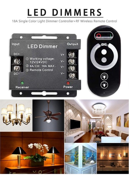 18A LED Tek Renkli Denetleyici Dimmer 12V 24V Tek Renkli Işık Çubuğu Için Rf Kablosuz Dokunmatik Uzaktan Kumanda (Yurt Dışından)