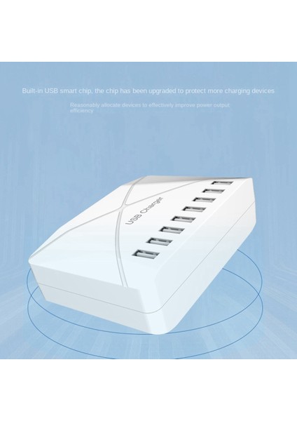 40W USB Çoklu Bağlantı Noktası Şarj Cihazı Hızlı Şarj Şarj Cihazı Hub 8 Bağlantı Noktalı Hızlı Şarj Şarj Cihazı Şarj Masaüstü Şarj Ünitesi Ab Tak Beyaz (Yurt Dışından)