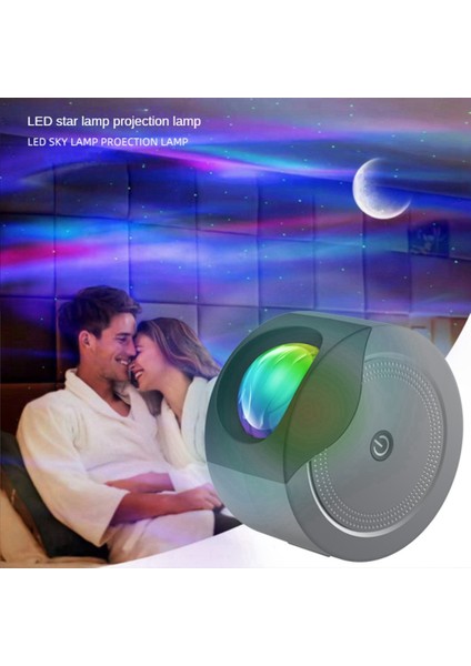 LED Yıldızlı Projektör Gece Lambası Bluetooth Yıldız Galaxy Gece Lambası Yatak Odası Odası Çocuklar Için Parti Dekor Projektör, Siyah Gri (Yurt Dışından)