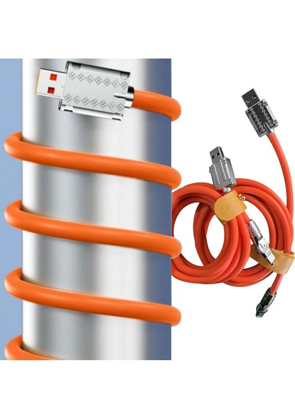 120W 6A Süper Hızlı Şarj C Tipi Sıvı Silikon Kablo Akıllı Telefon Için Hızlı USB Kablosu Piksel Kalın Veri Hattı, Turuncu 1.5m (Yurt Dışından) indirimleri