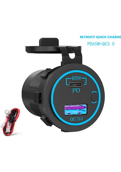 65 W Pd 12 V Dizüstü Bilgisayar Için USB Çıkışı USB C Araç Şarj Soketi Çok Bağlantı Noktalı Çıkış Su Geçirmez Adaptör Araba Tekne Kamyon Için (Yurt Dışından)
