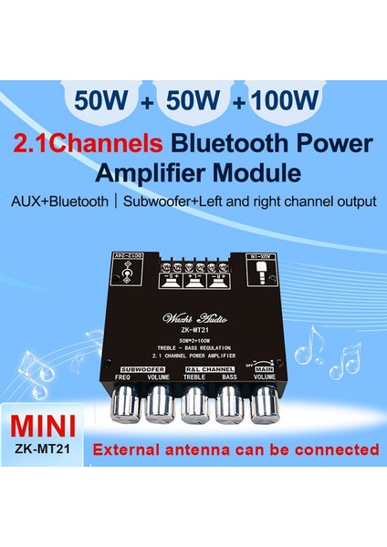 -MT21 2.1 Bluetooth 5.0 Subwoofer Amplifikatör Kartı Ses Stereo Amplifikatör Modülü (Yurt Dışından)